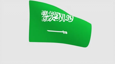 Flag of Saudi Arabia – 3d render looped with alpha channel. Video stock 335190029