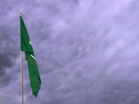 Flag of Saudi Arabia hanging down dangling Stock Photos