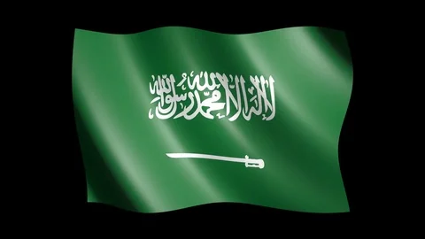 Flag of Saudi Arabia isolated on alpha channel, seamless looping Stock Footage 73253873