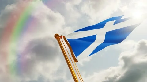 Flag of Scotland Waving, Realistic Animation, 4K UHD 60 FPS Slow-Motion Stock Footage 136851153