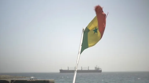 Flag Senegal Drapeau Senegal Stock Footage
