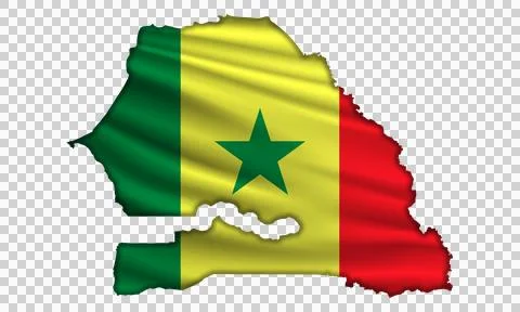 Flag Senegal in the form of a map Stock Illustration