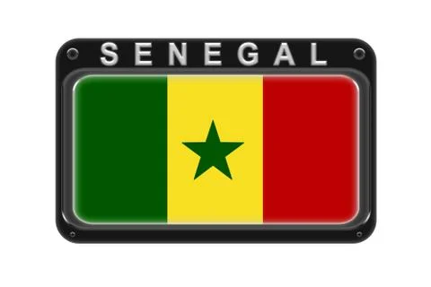 The flag of Senegal in the frame with rivets on white background Stock Illustration