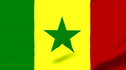 Flag of Senegal with green yellow red colors and star Видео 343317238