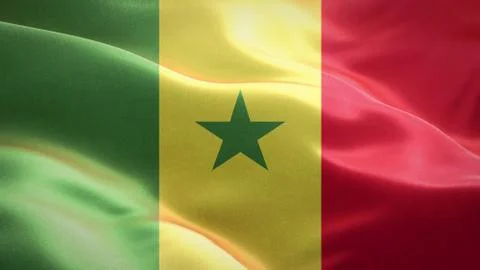 Flag of Senegal waving in the wind. 3D Waving flag design. Stock Illustration