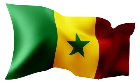 Flag of Senegal waving in the wind. Stock Illustration