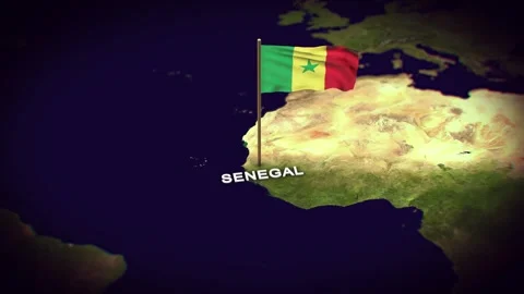 The Flag of Senegal on the World Map, Senegal map with flag 3d animation Stock Footage 289645293