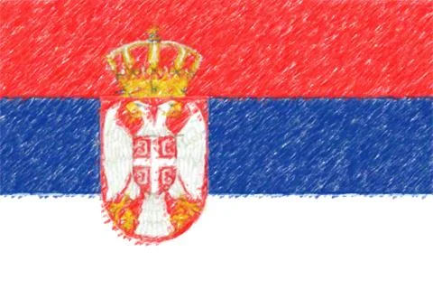 Flag of Serbia background o texture, color pencil effect. Stock Illustration