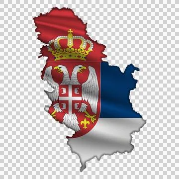 Flag Serbia in the form of a map 库存插图