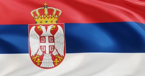 Flag of Serbia, Seamless looping animation fluttering in the wind Stock Footage