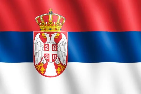 Flag of Serbia waving in the wind Stock Illustration