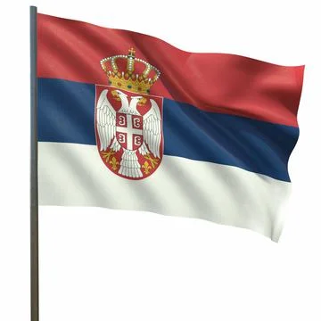 Flag of serbia waving in the wind on a white background 3d-rendering Illustrazione stock