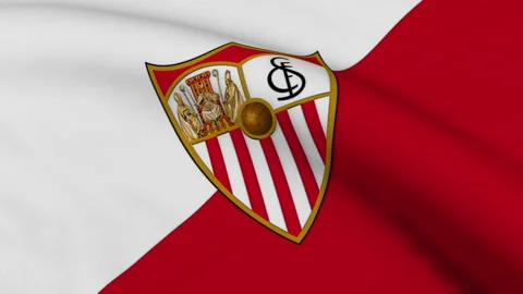 Flag with Sevilla FC Logo Loop Stock Footage 220139784