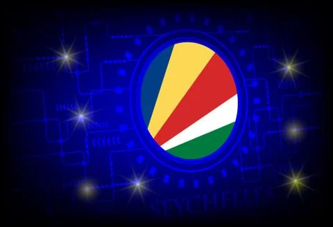 Flag of Seychelles on a background of technology. Stock Illustration