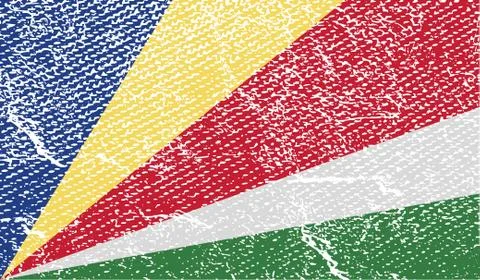 Flag of Seychelles with old texture. Vector Stock Illustration