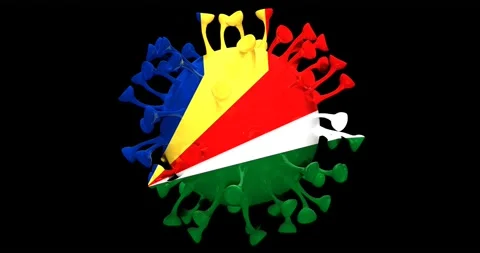 Flag of Seychelles on Seamless looping 3D animation of the covid-19 Corona Virus Stock Footage 167738876