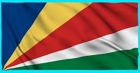 Flag of Seychelles waving on a samless loop over an easily removable background 스톡 동영상 98372675