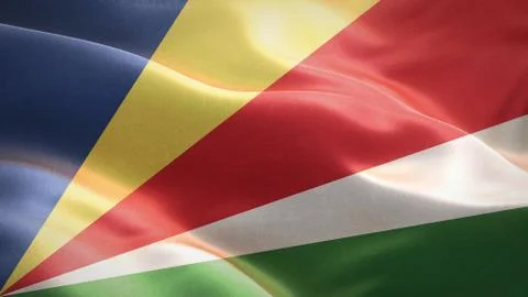 Flag of Seychelles waving in the wind. 3D Waving flag design. Stock Illustration
