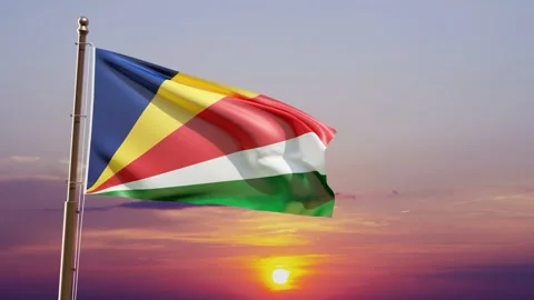 Flag of Seychelles waving in the wind Stock Footage 279504661
