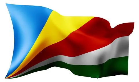 Flag of Seychelles waving in the wind. Stock-Illustration