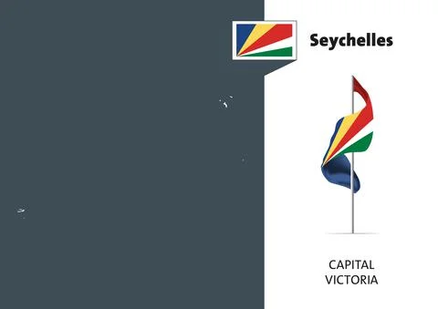 Flag of Seychelles on white background. Dotted map of Seychelles Stock Illustration