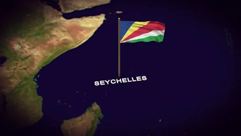 The Flag of Seychelles on the World Map, Seychelles map with flag 3d animation Stock Footage 306611307