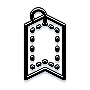 Flag shape tag with dotted outline icon Illustrazione stock