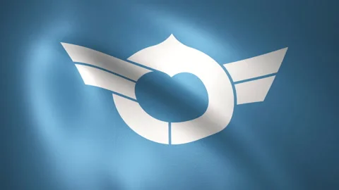 The Flag of Shiga Prefecture Waving in the Wind (CG | LOOP) Stock Footage 174573507