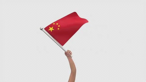 Flag of Сhina waving in hand - 3d render looped with alpha channel. Stock Footage 242570866