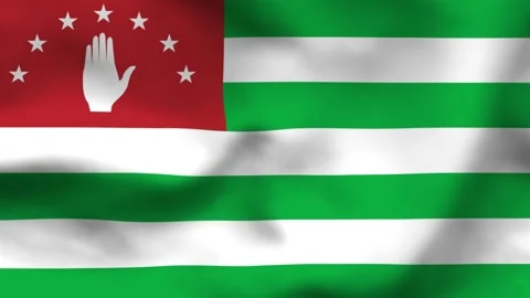 A flag shows the colors red, green, and white. The flag has stripes and a han Stock Footage 335161209