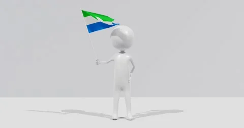 Flag of Sierra Leone. 3D Character holding and waving flag 4K UHD 60FPS Stock Footage 228563154