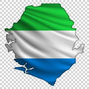 Flag Sierra Leone in the form of a map Stock Illustration