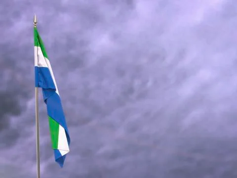 Flag of Sierra Leone hanging down dangling Stock Photos