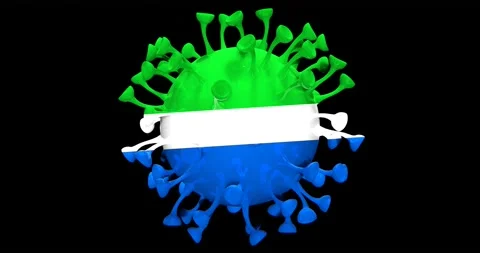 Flag of Sierra Leone on Seamless looping 3D animation of the Corona Virus Stock Footage 167738882