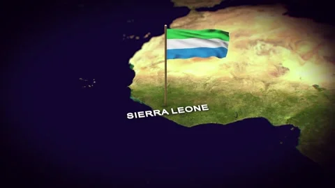 The Flag of Sierra Leone on the World Map, Sierra map with flag 3d animation Stock Footage 306598662