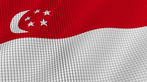 Flag of Singapore is developing waves. Looped. Full HD 1080. Video stock 55158419