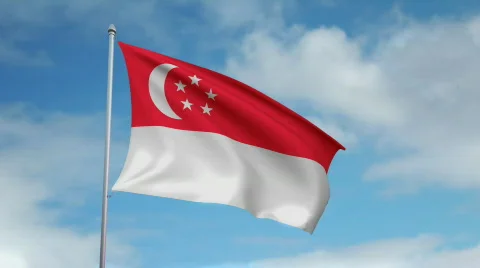 Flag of Singapore 스톡 동영상 445082