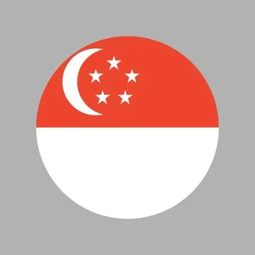 Flag of Singapore round button, icon. National Singapore flag circle background Stock Illustration