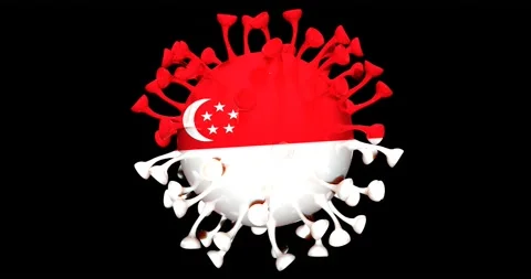 Flag of Singapore on Seamless looping 3D animation of the covid-19 Corona Virus Stock Footage 166463990