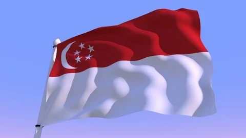 Flag of Singapore waving in wind Stock Footage 89644213