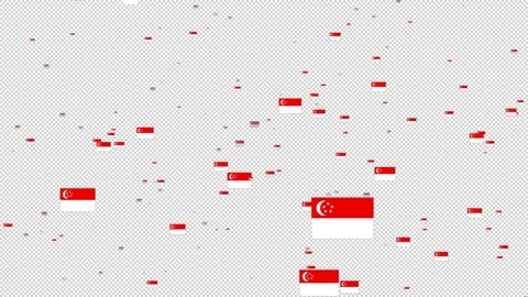 Flag Of Singapura Flying in Motion Graphic with Alpha Channel Background Stock Footage 137375889