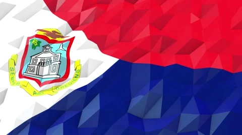 Flag of Sint Maarten (Dutch part) 3D Wallpaper Illustration Stock Footage 66415866