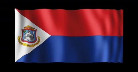 Flag of Sint Maarten, long ratio (2:1), seamless loop animation Stock Footage 85330676