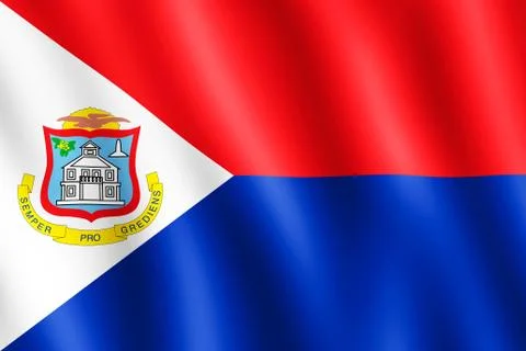 Flag of Sint Maarten waving in the wind Stock Illustration
