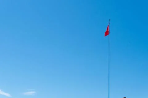 Flag sky fabric red background wave streamer riband cloth loop, from banner Stock Photos