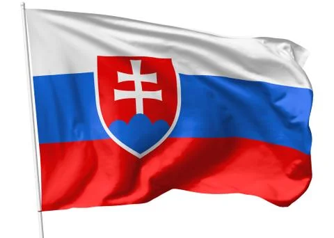 Flag of slovakia on flagpole Stock Illustration
