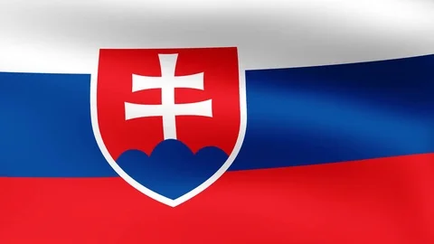 Flag of Slovakia, fluttering in the wind. 3D rendering. Looping video. Stock Footage 75384729