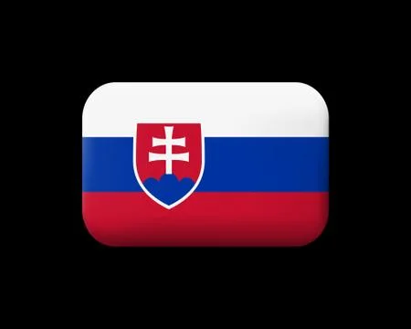 Flag of Slovakia. Matted Vector Icon and Button. Rectangular Shape Stock Illustration
