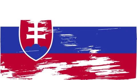 Flag of Slovakia with old texture. Stock Photos