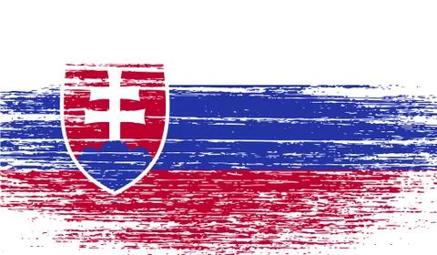 Flag of Slovakia with old texture. Vector 스톡 일러스트